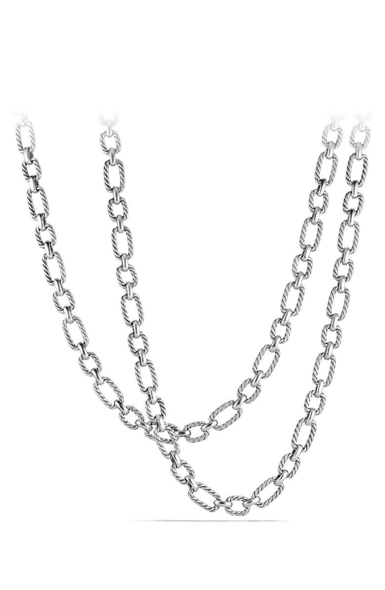 David Yurman Chain Long Cushion Link Necklace with Blue Sapphires, Main, color, 