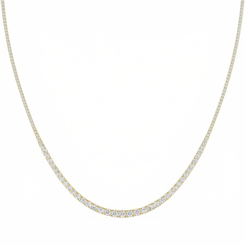 10Ct Graduated Diamond Tennis Necklace Lab Grown 14k Gold 18"
