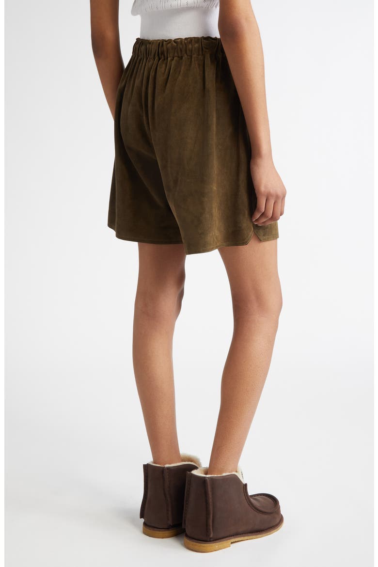 Suede Drawstring Waist Shorts, Alternate, color, KHAKI