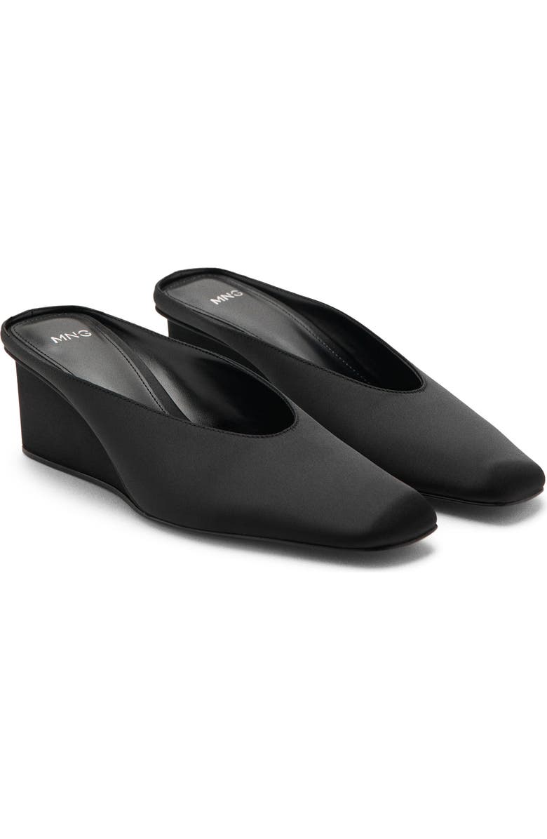 MANGO Square Toe Wedge Mule, Main, color, Black