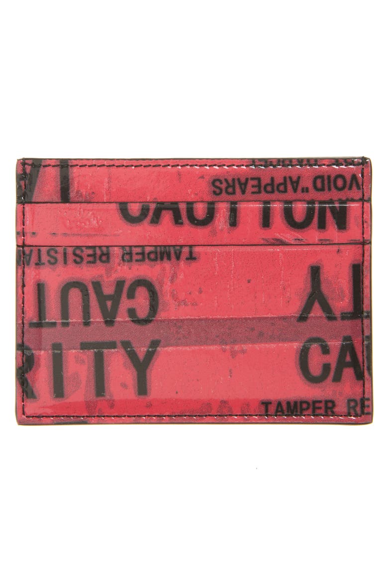 Tape Type Leather Card Holder, Alternate, color, RED/ BLACK