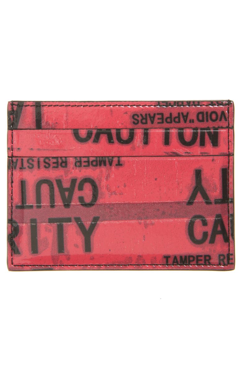 Balenciaga Tape Type Leather Card Holder, Alternate, color, Red/ Black