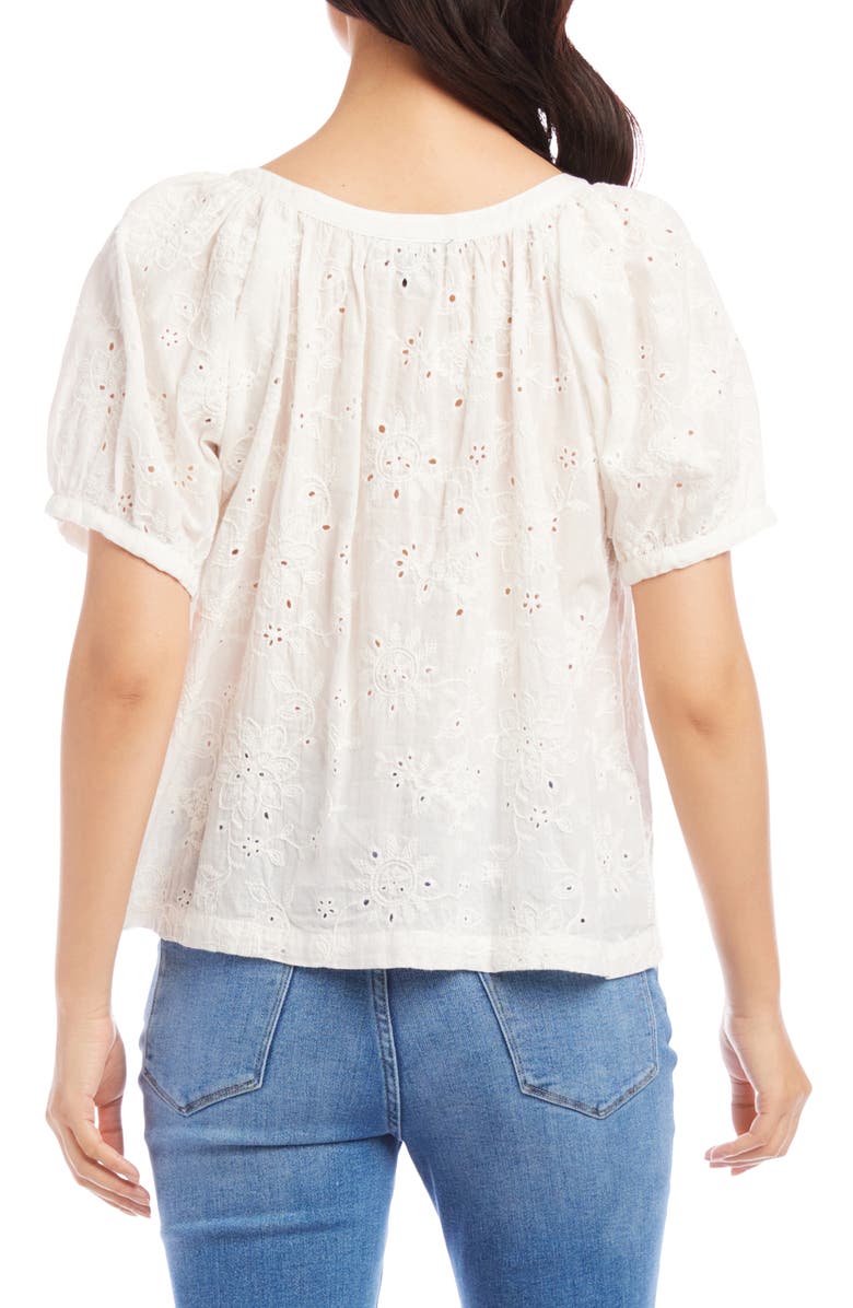 Karen Kane Embroidered Eyelet Short Sleeve Peasant Blouse, Alternate, color,