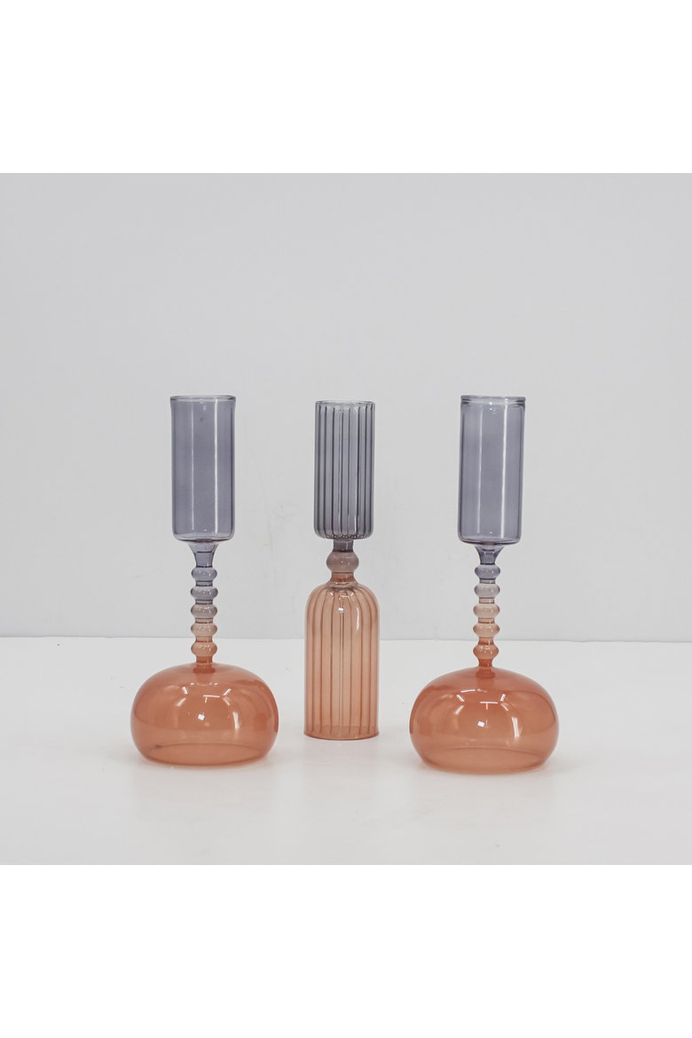 Etched Borosilicate Glass Bud Vases in Smoke, Alternate, color, Smoke