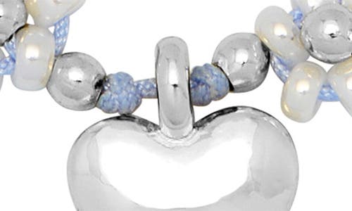Estella Bartlett Louise Heart & Flower Beaded Slide Bracelet In Silver