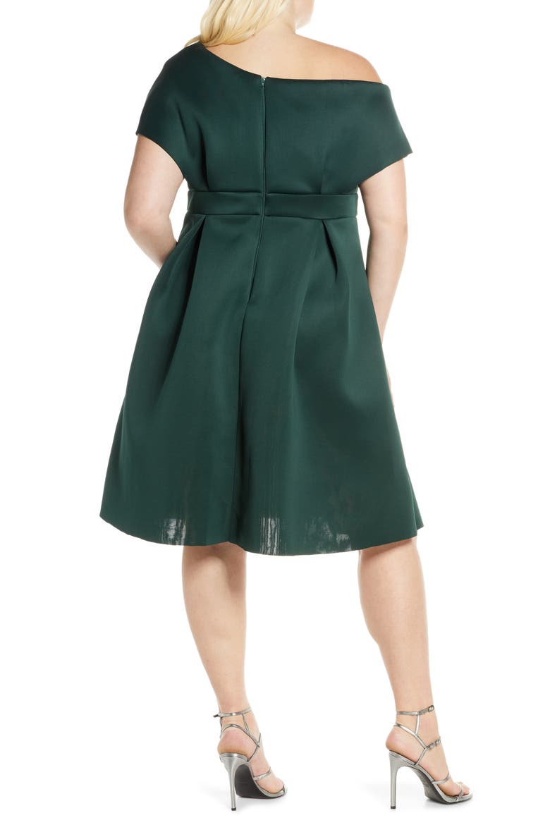 Curve Edel One-Shoulder Cocktail Dress, Alternate, color, TEAL