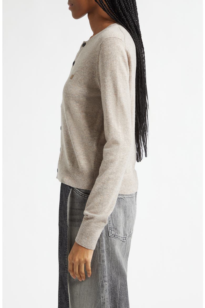 Face Patch Wool & Yak Hair Cardigan, Alternate, color, GREIGE MELANGE