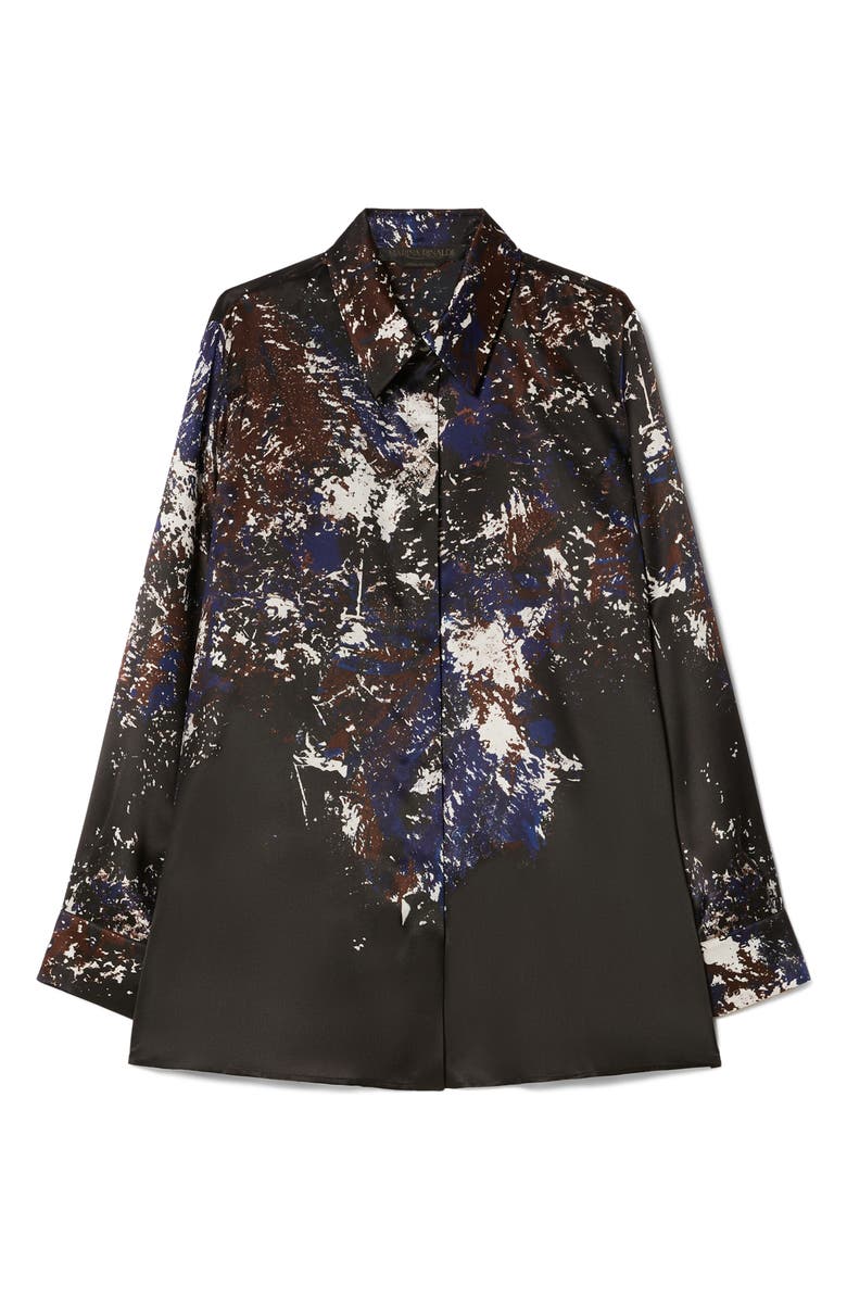 Marina Rinaldi Print Silk Shirt, Alternate, color, Black