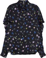 Sacai Floral Print Ruffle Button-Up Shirt