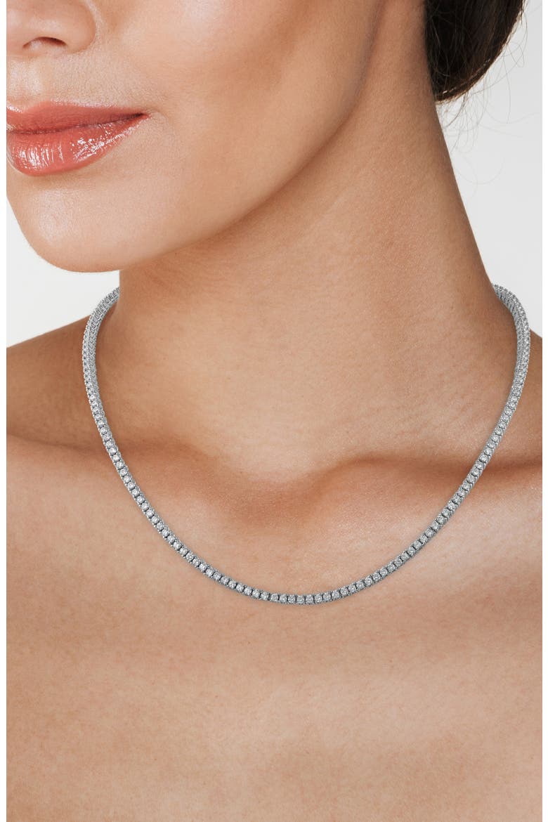 Classic Cubic Zirconia Tennis Necklace & Bracelet Set, Alternate, color, CLEAR SILVER