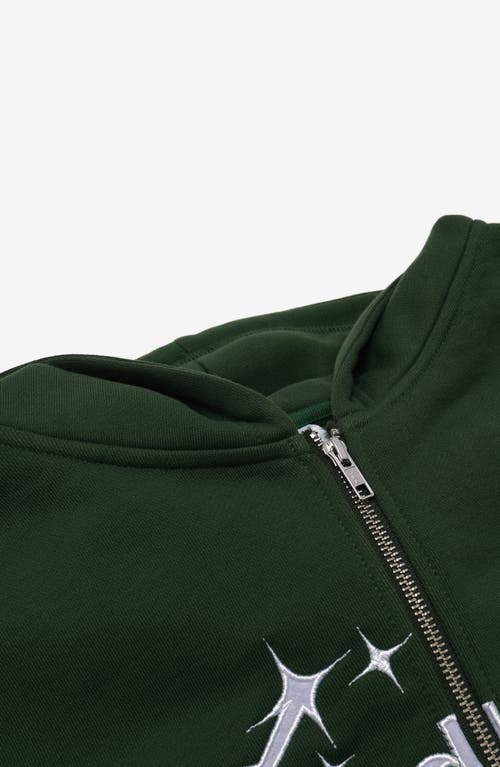 Students Rising Stars Cotton Zip-up Hoodie In Green