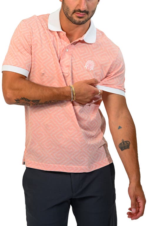 Maceoo Mozartdiagonaltip Peach Cotton Polo In Pink
