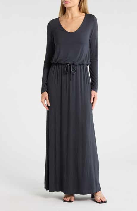 GO COUTURE Long Sleeve Tie Waist Maxi Dress