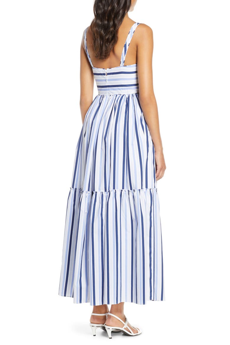 Shirting Stripe Tiered Maxi Dress, Alternate, color, MULTI BLUE