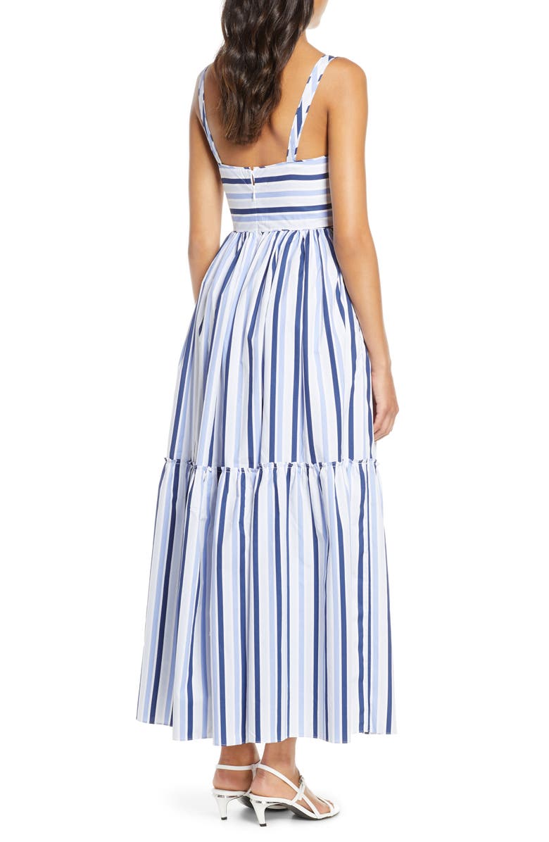 J.Crew Shirting Stripe Tiered Maxi Dress, Alternate, color, 