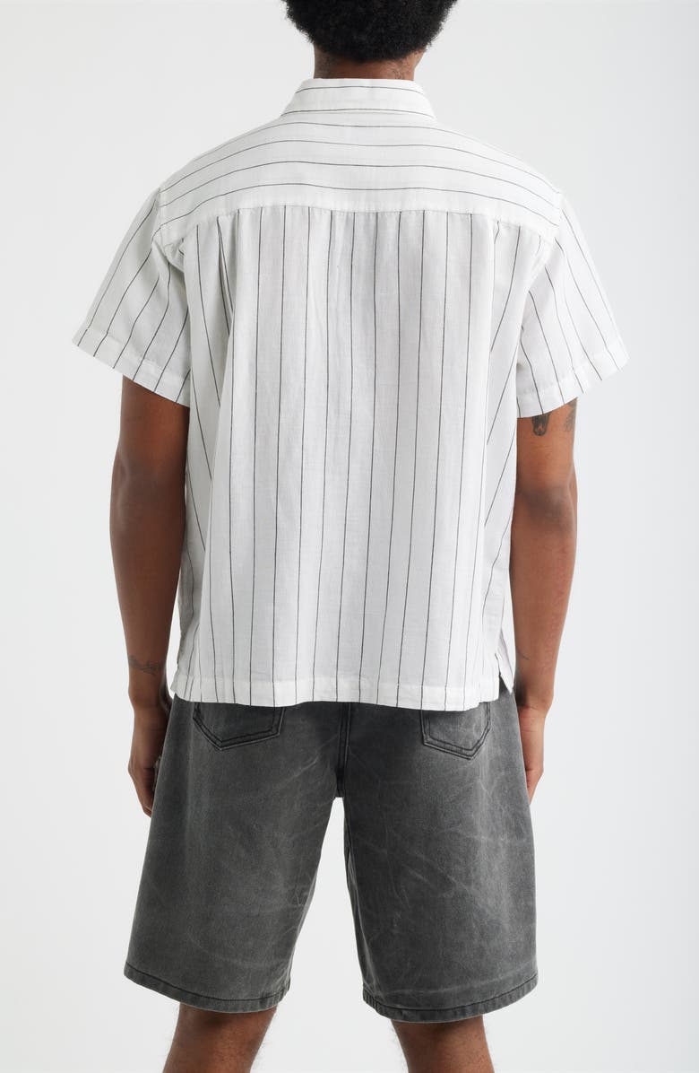Obey Joe Stripe Short Sleeve Button-Up Shirt, Alternate, color, White Multi