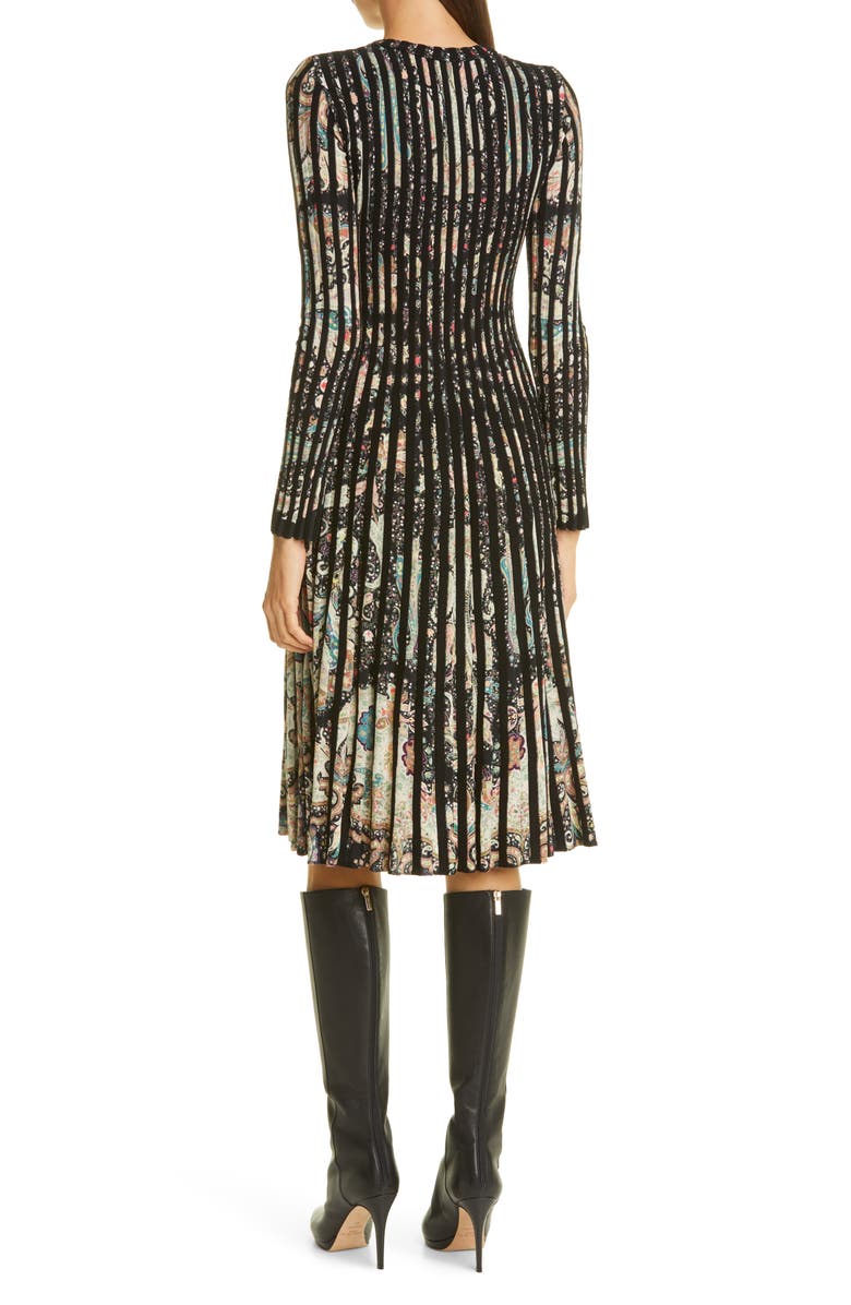 Etro Paisley Print Rib Long Sleeve Sweater Dress, Alternate, color,