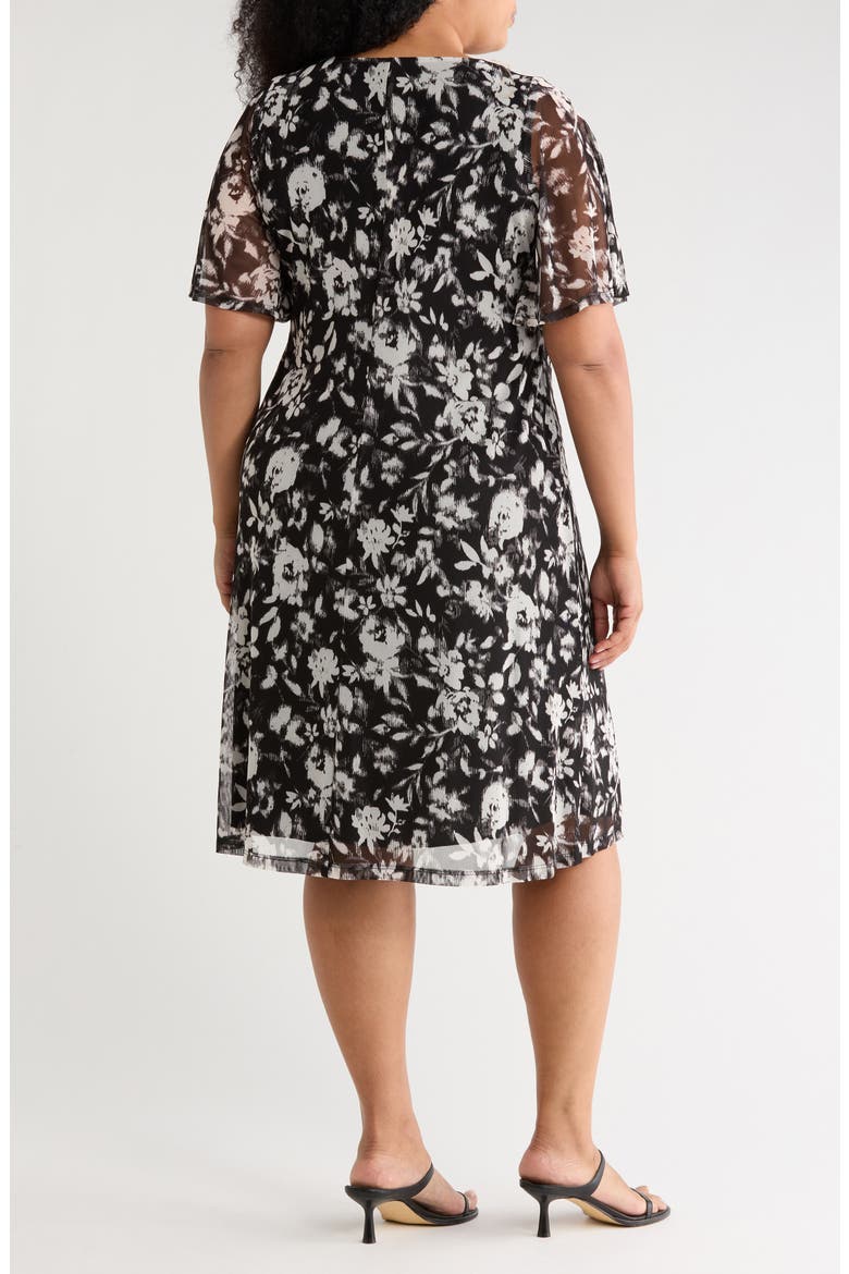 Butterfly Sleeve Mesh Dress, Alternate, color, BLACK