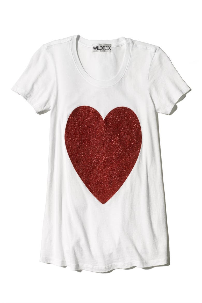 'Sparkle Heart' Crewneck Cotton Tee, Alternate, color, CLEAN WHITE