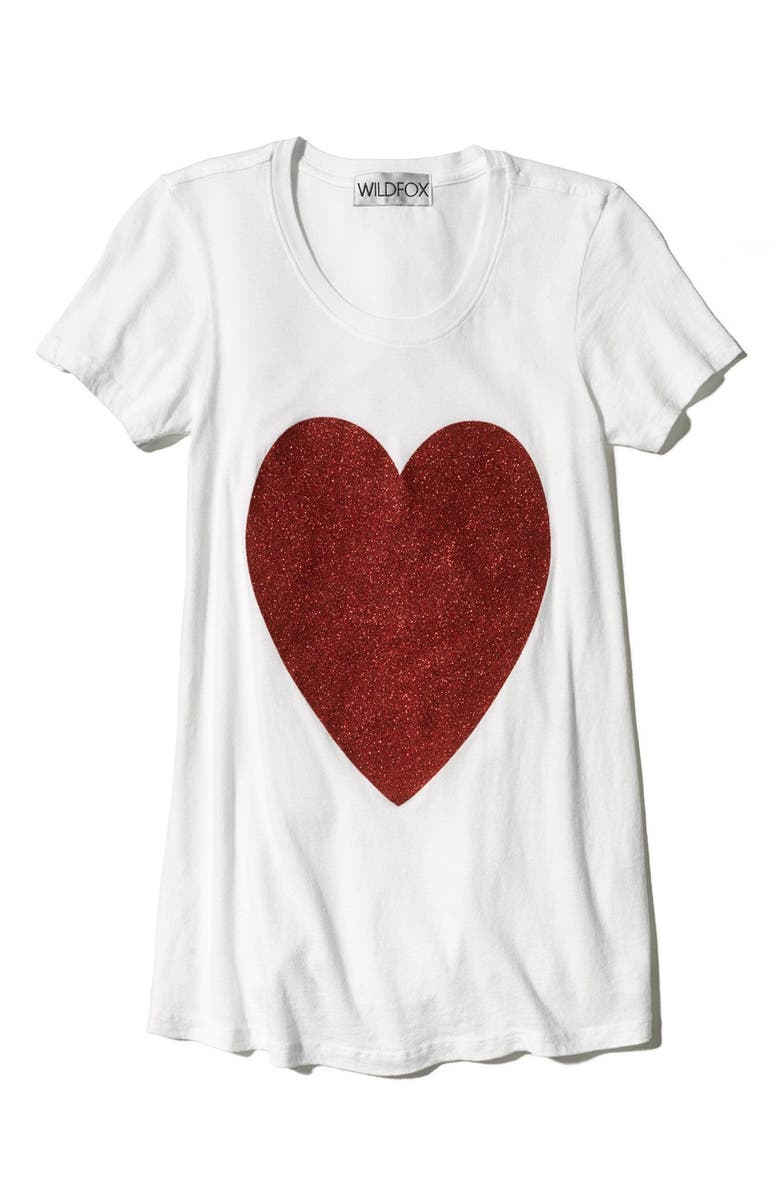 Wildfox 'Sparkle Heart' Crewneck Cotton Tee, Alternate, color,
