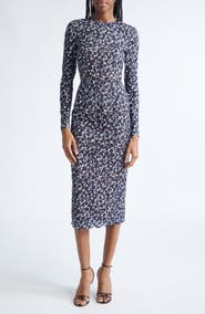 Michael Kors Collection Shadow Floral Lace Long Sleeve Sheath Dress