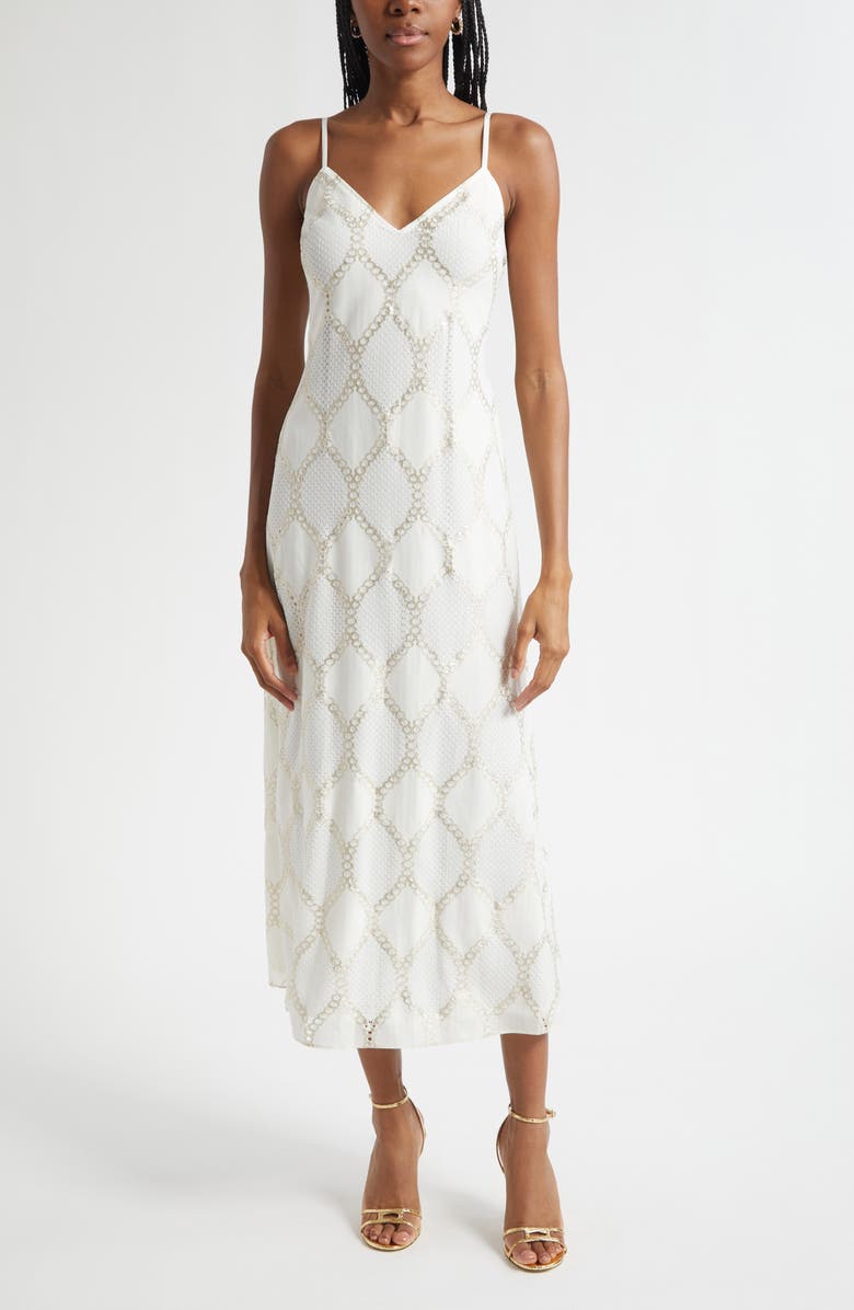 Ramy Brook Lynn Metallic Knit Dress, Main, color, Winter White Diamond