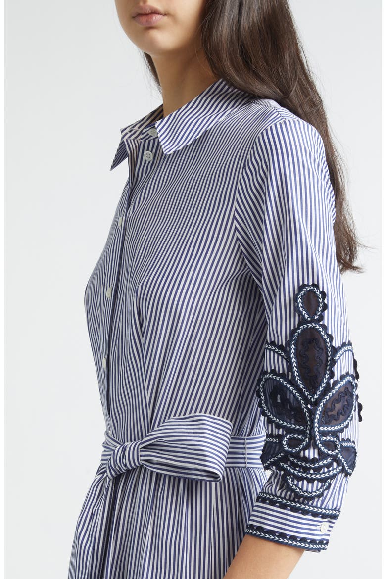 Embroidered Stripe Cotton Shirtdress, Alternate, color, WHITE/ BLUE