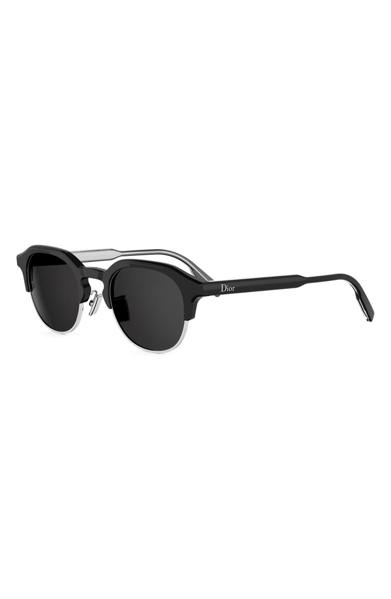 DIOR ibbon R1I 49mm Geometric Sunglasses, Alternate, color, Black/ Crystal / Smoke
