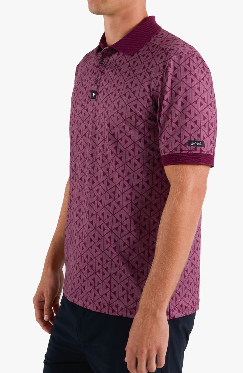 Bad Birdie Ridge Geo Pattern Performance Golf Polo, Alternate, color, Nightcap - Fig