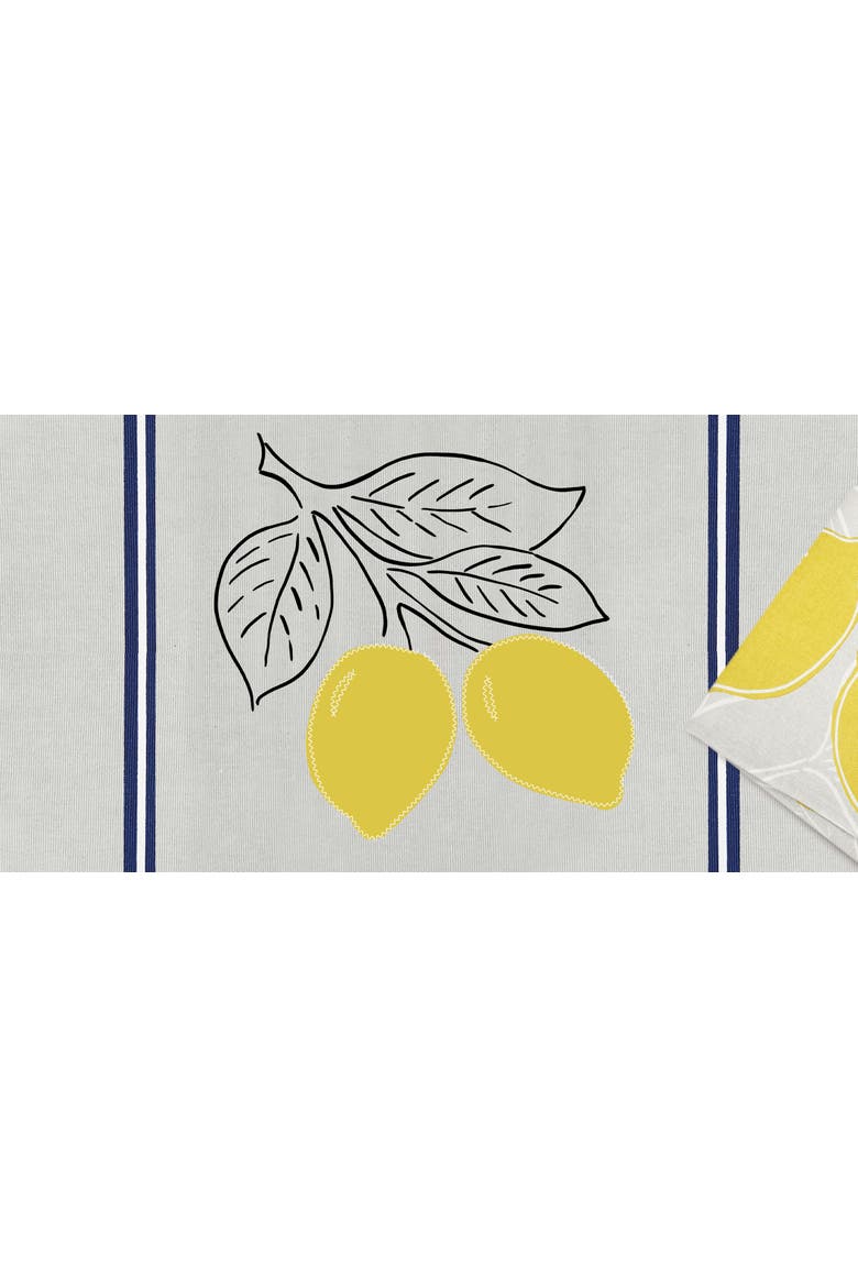 Lemon Stripe Placemats Set of 6 Yellow Elegant Painting, 14" x 20", Alternate, color, Yellow