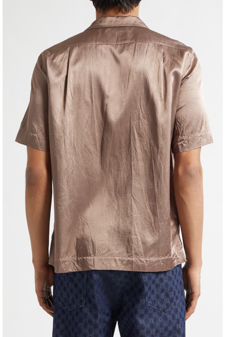 Carltone Crinkled Satin Camp Shirt, Alternate, color, OLD ROSE