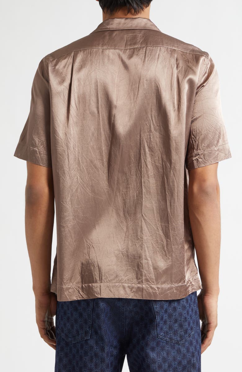 Dries Van Noten Carltone Crinkled Satin Camp Shirt, Alternate, color, Old Rose