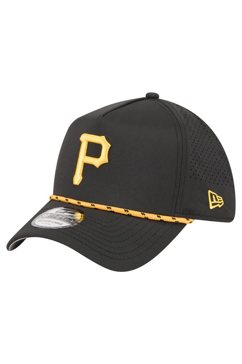 Men's New Era  Black Pittsburgh Pirates 39THIRTY A-Frame Perforated Flex Hat, Main, color, Black