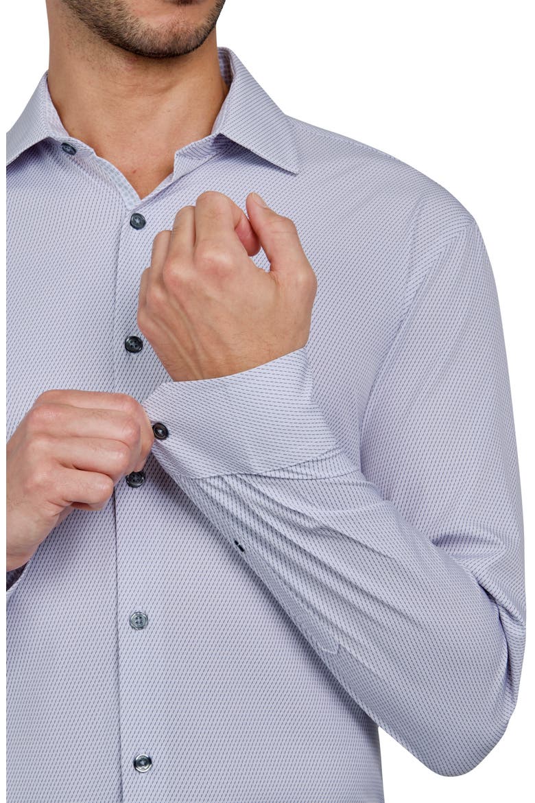Slim Fit Broken Stripe Print Recycled Performance Stretch Dress Shirt, Alternate, color, WHITE/ GREY