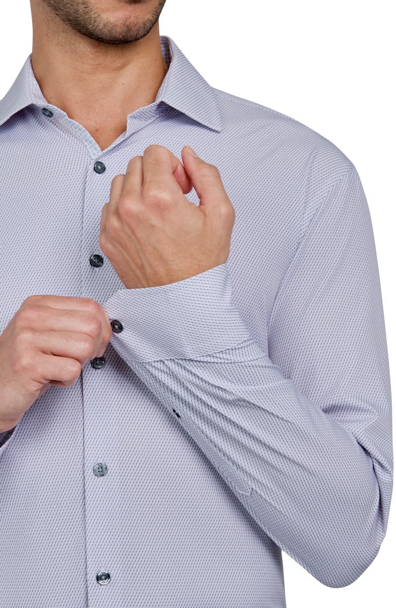 W.R.K Slim Fit Broken Stripe Print Recycled Performance Stretch Dress Shirt, Alternate, color, White/ Grey