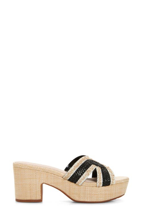 Chocolat Blu Gen Platform Sandal In Black Raffia