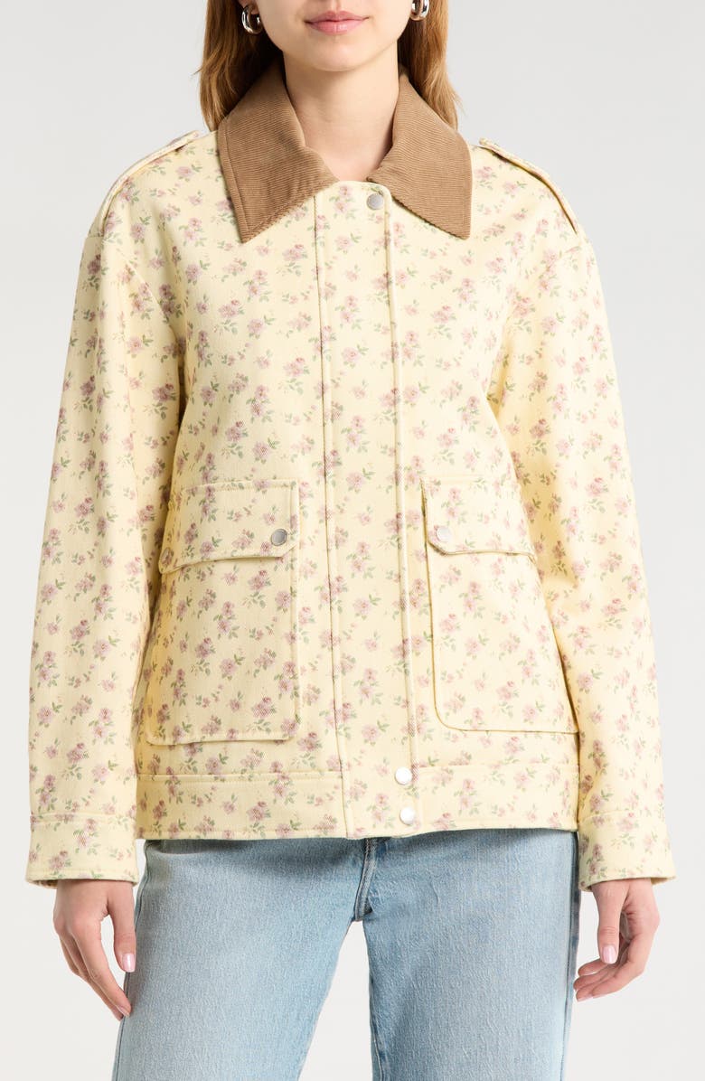 Avec Les Filles Floral Print Chore Coat, Alternate, color, Butter Flower