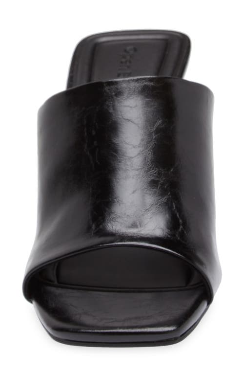 Open Edit Tricia Square Toe Slide Sandal In Black Crinkle