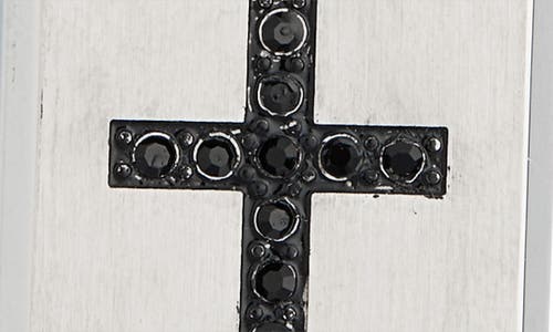 American Exchange Stainless Steel Cross Dog Tag Pendant Necklace In Silver