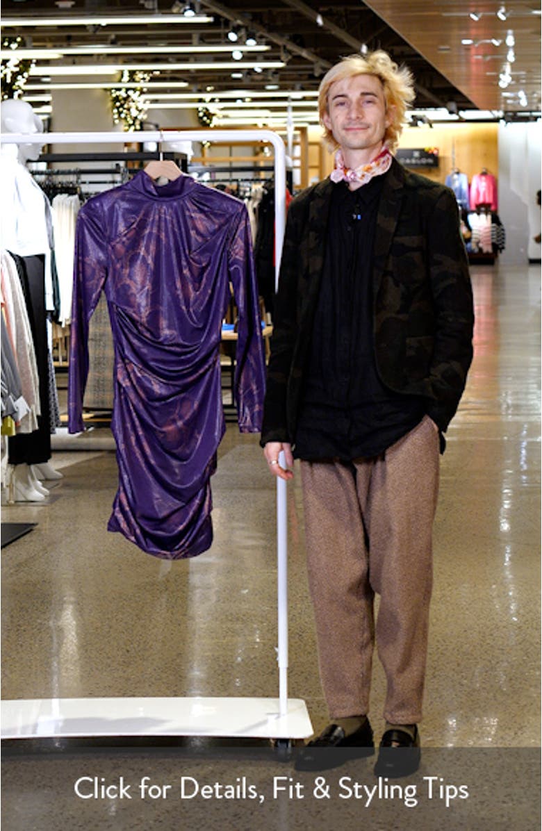 Prince Metallic Snakeskin Print Long Sleeve Dress, sales video thumbnail