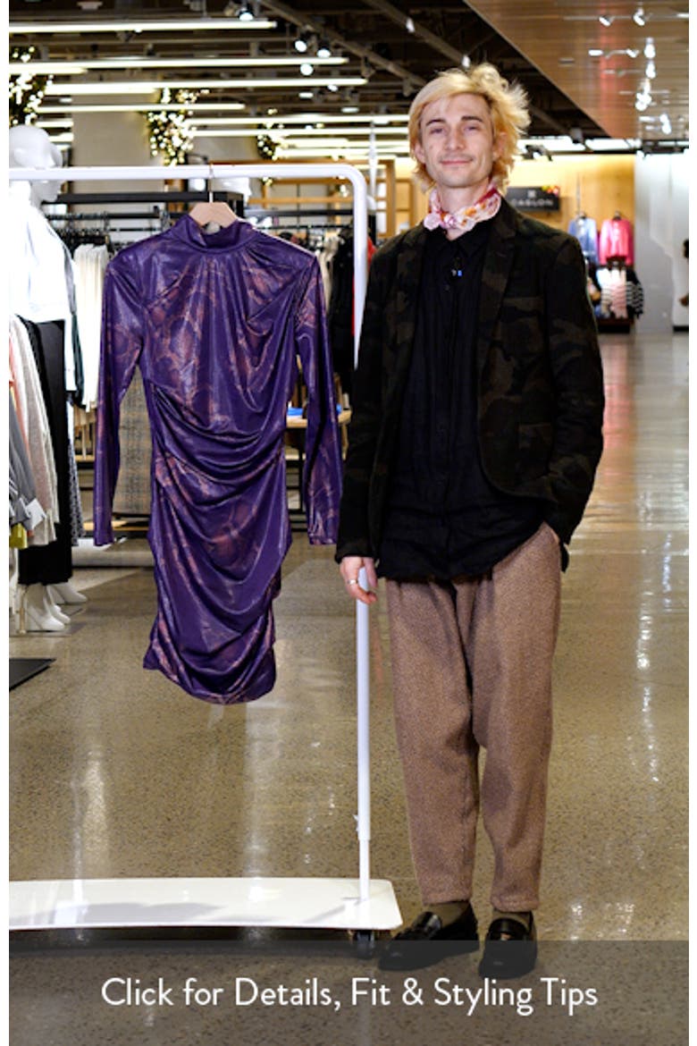 Prince Metallic Snakeskin Print Long Sleeve Dress video