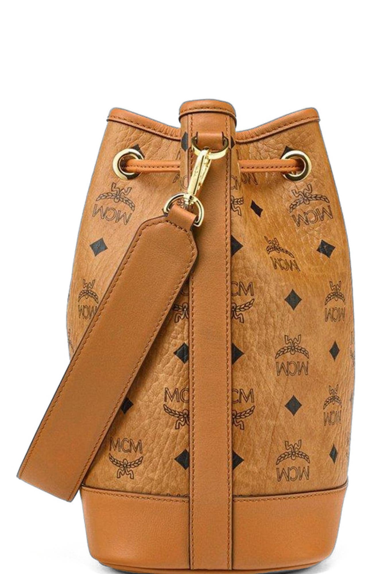 MCM Dessau Drawstring Bag in Visetos, Alternate, color, 