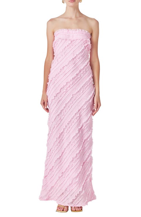 Ruffle Strapless Maxi Dress