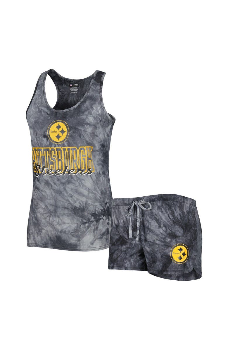 CONCEPTS SPORT Women's Concepts Sport Charcoal Pittsburgh Steelers Billboard Scoop Neck Racerback Tank and Shorts Sleep Set, Main, color, 