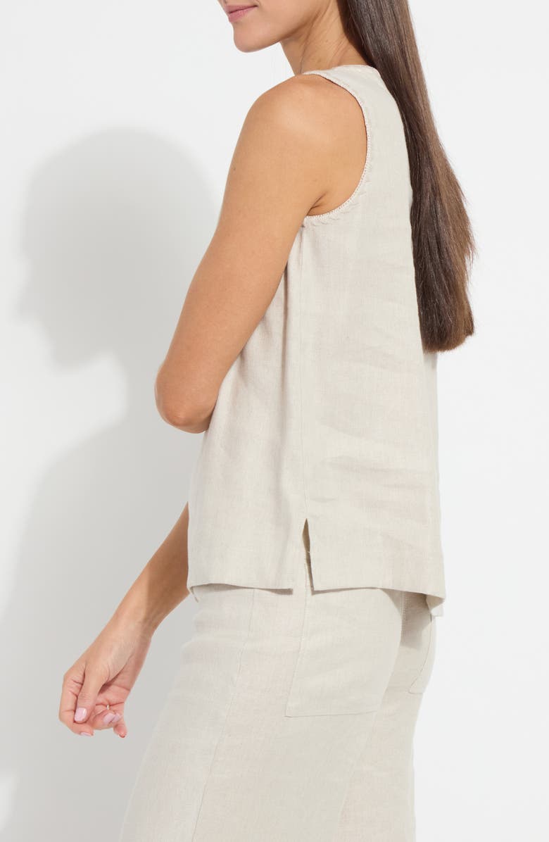 Lysse Gabriela Embroidered Detail Linen Blend Tank, Alternate, color, Flax Linen