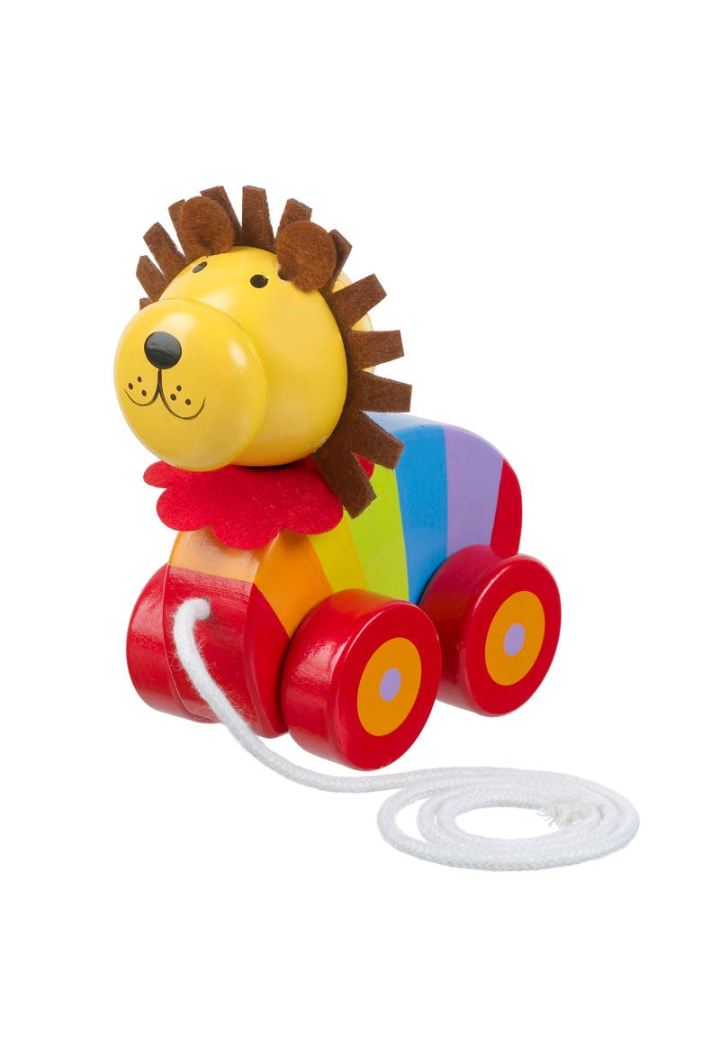 Pull Along Lion Wooden Toy, Ages 1+, Main, color, Multicolored