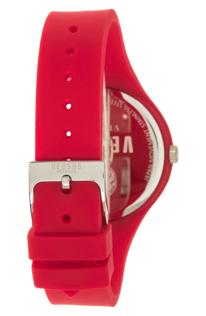 VERSUS Versace Women's Fire Island Studs Silicone Strap Watch, 39mm, Alternate, color, Red
