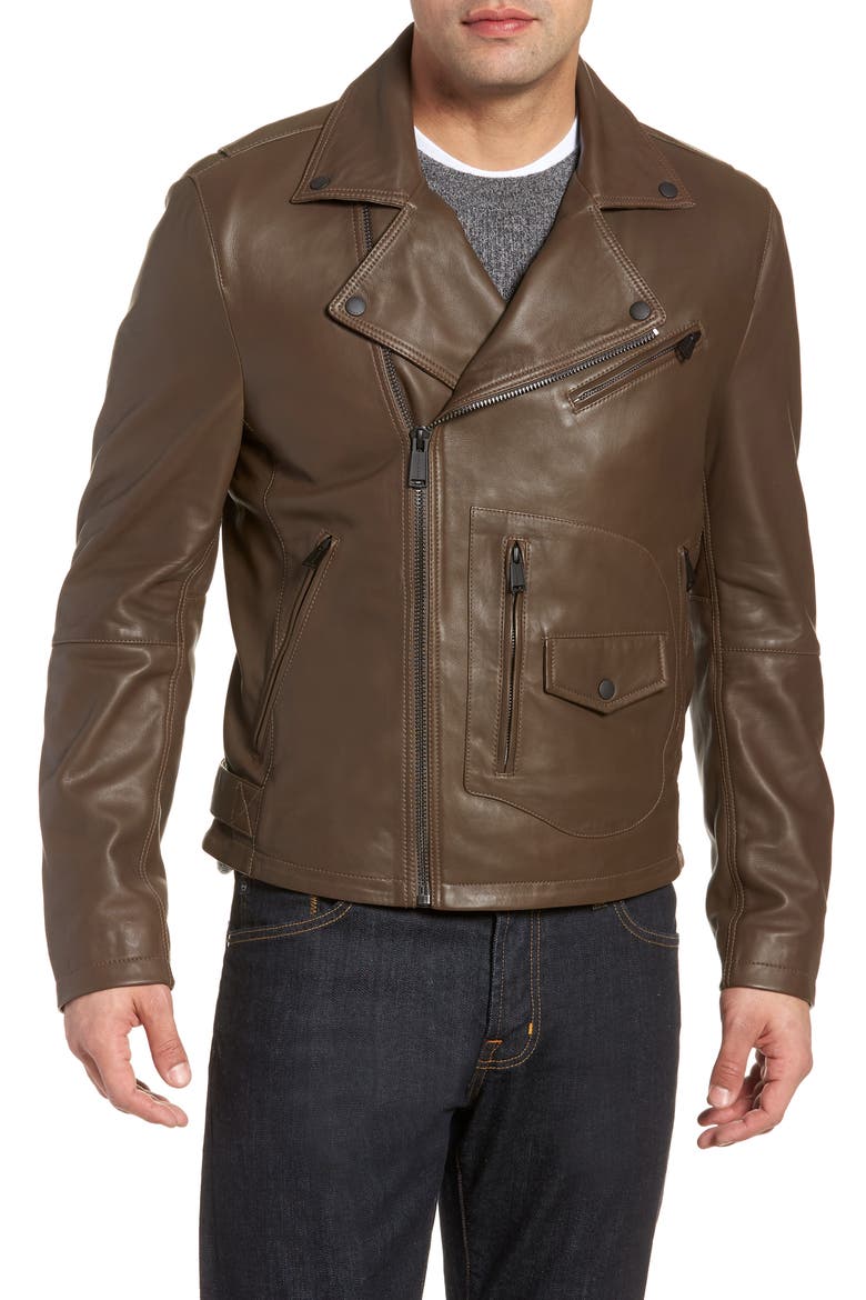Lamb Leather Jacket, Alternate, color, PEBBLE