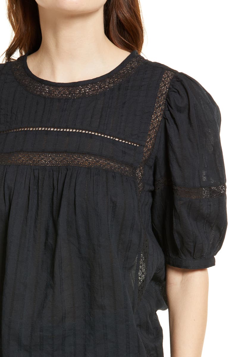 Treasure & Bond Lace Inset Puff Sleeve Blouse, Alternate, color, 