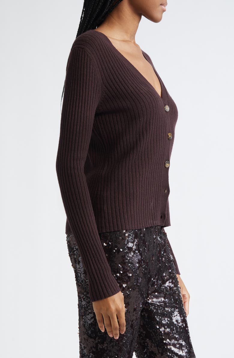 Veronica Beard Thelma Cashmere Rib Cardigan, Alternate, color, Dark Currant